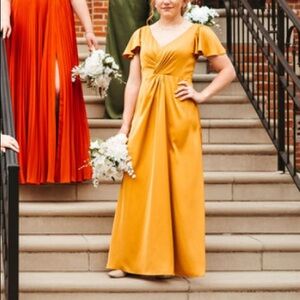 Azazie Bridesmaid Butterscotch Soren Satin Dress